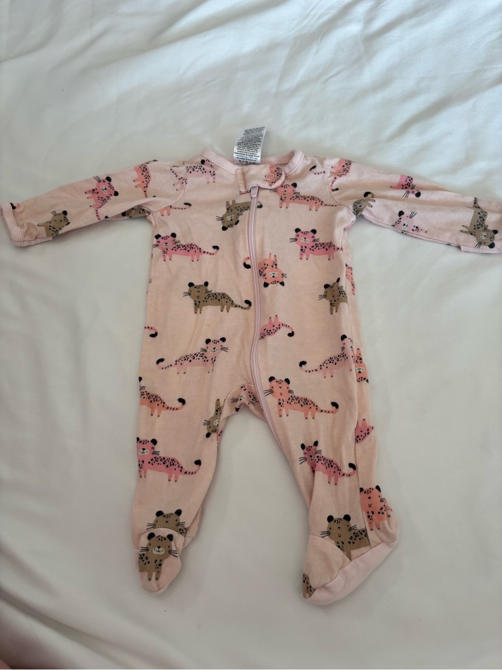 Gerber Light Pink Leopard Print Footed One-Piece